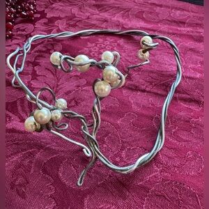 Tree of Life Wire and Pearl artist handmade Necklace
